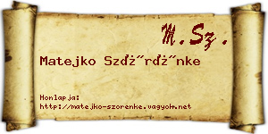 Matejko Szörénke névjegykártya